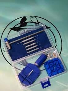 15pcs Professional Watch Band Tool Set - Chain Pin Removal & Repair Kit, Used For Adjusting Watch Size, Ideal Gift For Men, Transparent/Black/Blue Optional, Bedroom Dormitory Back To School Season Home Decor Digital Alarm Clock - 15-piece Professional Set - View 16