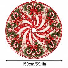 1pc Spiral Candy Cane Pattern Christmas Tree Skirt, Elegant Color Holiday Decor, 5 Sizes, Unisex Holiday Gift, Suitable For Home And Party Christmas Home Decoration - Candy Cane - View 12