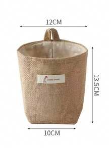Linen Hanging Storage Basket, Foldable Small Fabric Storage Bucket, Wall-Mounted Storage Bag, Suitable For Home Desk Wardrobe Miscellaneous Items, Multiple Pattern Lining, Back To School Essential, Back To School Gift - Round - View 13