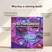 1pc Cozy Y2K Coloring Book | Cute 90s, 2000s Retro Nostalgic Aesthetic Pop Culture, Bold & Simple Coloring Pages, Perfect Gift For Birthday, Halloween, Christmas And Other Holidays - Single Piece - View 7