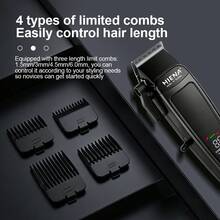 HIENA Professional Hair Clipper, LCD Digital Display Electric Hair Trimmer, USB Rechargeable Cordless Barber Cutting Machine With 4 Limit Combs, Adjustable Blade For Men Home Salon Haircut, Ideal Gift For Him - Multicolor - View 10