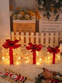 3pcs LED Warm Light With Red Bow Gift Box, Lighting Gift Box - LED Lighting Holiday Desktop Decoration, Birthday Gift Packaging, Valentine's Day Gift - Multicolor - View 8