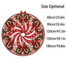 1pc Spiral Candy Cane Pattern Christmas Tree Skirt, Elegant Color Holiday Decor, 5 Sizes, Unisex Holiday Gift, Suitable For Home And Party Christmas Home Decoration - Candy Cane - View 3