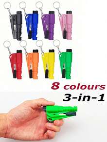 3 Packs 3-In-1 Car Emergency Safety Hammer (Includes Seatbelt Cutter And Window Breaker) – Portable Vehicle Escape/Rescue Tool / Mini Safety Hammer; Unisex Multifunctional Emergency Gear. - Multiple Styles - View 3