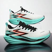 Unisex Mesh Running Shoes Lightweight Responsive Carbon Plate Racing Shoes Shock Absorbing Anti-Slip Fitness Sports Training Shoes - White - View 3