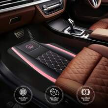 5PCS/2PCS Pink Crown Pattern Car Floor Mats - Printed Design, Universal Car Mats, Easy-Clean Polyester Pads - All-Weather Use, Suitable For Sedans, Trucks, Suvs - Ideal Gift, Car Interior Additions - A - View 2