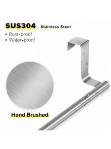 1pc Kitchen Sink Towel Rack Cabinet Door Hook, No-Drill Kitchen Cabinet Door Hanging Rack, Drawer Towel Rack, Available In Black/Silver/White - Silver - View 5