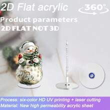 2D Flat 1pc Rotating Base Acrylic Snowman Christmas Tree Ornament, 360° Rotating Desktop Decoration, Green Snowman With Gold Accents, Harmonious Color Scheme, Suitable For Holiday Home And Office - A - View 10