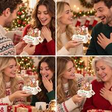 3D Pop-Up Christmas Greeting Card With Envelope, 3D Pop-Up Card Gift Box, Featuring Santa Claus, Playful Reindeer And Gifts, Merry Christmas Card, Suitable As Christmas Gift For Family, Friends And Colleagues - Single Piece - View 7