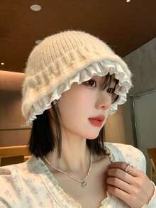 1件女款抽繩飾邊水桶帽，附可調節下巴繩，做舊風格，適合旅行、海灘、度假或休閒日常穿著 - 彩色 - 查看 6