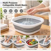1pc Collapsible Wash Basin, Portable Foldable Silicone Washing Bowl, Multifunctional Folding Tub For Home, Travel, Camping, Bathroom & Outdoor Use - L - View 2