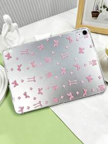 Pink Bow Flat Protective Case, Suitable For IPad (A16) 11 Inch, Painted Pattern Protective Case, Suitable For IPad 10.2 Inch/Air 112024/2025/2026, Suitable For IPad 10/9/8th Gen/Mini 1/2/3/4/5/6/7, Fashionable New Cute Tablet Protective Shell - Clear - View 6
