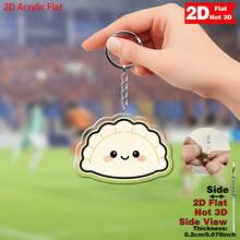 2D Flat - 4pcs Set Unisex Novel Unique Human-Shaped Dumpling Keychain, Cute Cartoon Pendant Charm For Backpacks, Purses, Fashion Wallets, Christmas Party Gift, Stocking Stuffer, Secret Santa Exchange, New Year Celebration Accessory - White - View 9