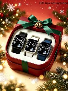 3Pcs Boys & Girls Electronic Watch Set, Casual Style, Soft Silicone Strap, LED Backlight Display, Perfect For Daily Timekeeping, Convenient And Comfortable, Suitable As Holiday Gift For Classmates, Friends, Family (Gift Box Not Included) - Multicolor - View 7