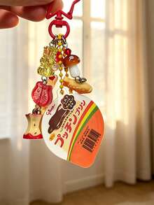 1pc Realistic Resin Pudding With Removable Lid Keychain, Jelly Squeeze Toy, Sweet Cake Star-Shaped Phone Charm Bag Pendant - Multicolor - View 7