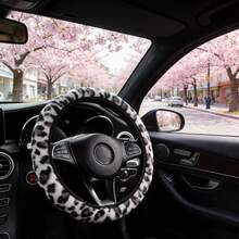 A Winter Warm Hand Faux Mink Plush Fabric Simulated Long Plush Leopard Print Car Steering Wheel Cover Without Inner Ring Suitable For 14.5-15 Inch Car Interior Accessories - A - View 15