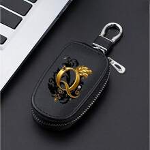 A-Z Letter Fashionable PU Black Car Keychain Protective Case With Zipper And Keychain, Car Keybox, Car Keychain, Men's Gift, Valentine's Day Gift, Per - Multicolor - View 29