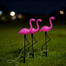 1-To-3 Flamingo Solar Lights, LED Glowing Lawn Lights, Holiday Decoration Lights, Suitable For Outdoor Garden, Yard Lawn, Balcony Patio - Flamingo 1-to-3 Cable - View 5