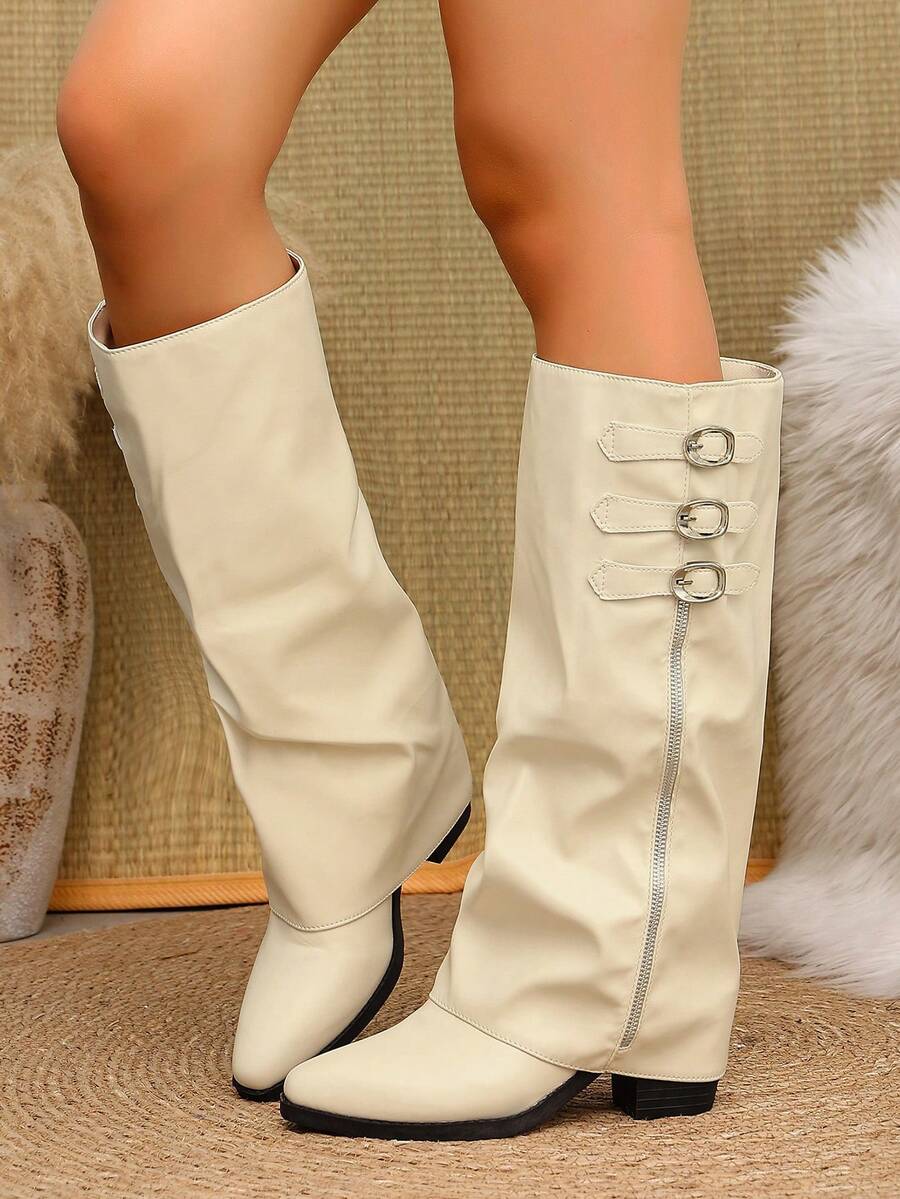 2024 Autumn New Women's Tall Boots Fashion Embroidered Knight Boots Mid-Heel Non-Slip