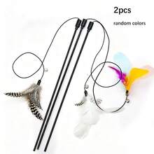 Faux Pearl Cat Feather Teaser Wand Interactive Cat Toy, Suitable For Indoor Cats, Cute Single-Player Game Toy, Perfect For Bored Kittens And Adult Cats - Multicolor - View 13