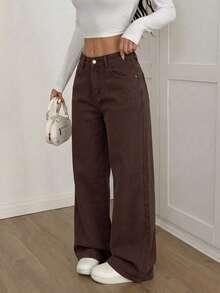 GILIPUR Women's New Y2K Low Waist Retro Loose Straight Leg Jeans, Casual Versatile Street Style - Brown - View 11
