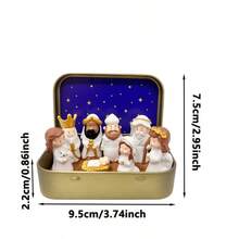 1 buah Set Kotak Kaleng Adegan Kelahiran Yesus dari Resin, Ornamen Dekorasi Meja Adegan Kelahiran Yesus, Ornamen Dekorasi Natal - beraneka warna - View 6