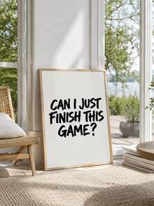 1件無框「Can I Finish This Game?」畫布壁飾，大膽筆觸手寫語錄海報，極簡玩家文字印花，適合酷炫遊戲房、臥室、宿舍、遊戲室牆面裝飾，送給遊戲愛好者的完美禮物 - 彩色 - 查看 3