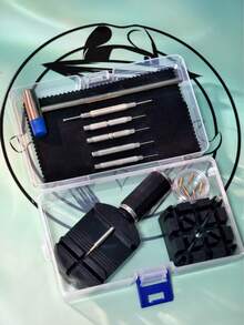 15pcs Professional Watch Band Tool Set - Chain Pin Removal & Repair Kit, Used For Adjusting Watch Size, Ideal Gift For Men, Transparent/Black/Blue Optional, Bedroom Dormitory Back To School Season Home Decor Digital Alarm Clock - 15-piece Professional Set - View 14