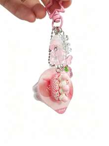 1pc Realistic Resin Pudding With Removable Lid Keychain, Jelly Squeeze Toy, Sweet Cake Star-Shaped Phone Charm Bag Pendant - Multicolor - View 6