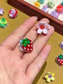 50/30/2pcs Mini Flower Hair Clips, Small Cute Butterfly Floral Strawberry Hair Claw Clips, Large Pack Mixed Color Hair Accessories Styling Tools - Multicolor - View 5
