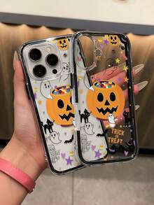 1pc Pumpkin Pattern, Color-Block 2-In-1 Black Shockproof Phone Case, TPU Material, Suitable As Holiday Gift, Compatible With Apple 11 12 13 14 15 16pro/Promax/14 15 16plus/17/18pro/18pronax, Unisex - Multicolor - View 6