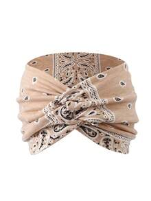 4pcs Boho Bandana Print Headbands For Women, Elastic Stretchy Turban Headwraps,Comfortable Twisted Wide Headbands, Daily Fashion & Workout Fall - Multicolor - View 5