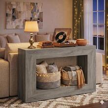 Mesa recibidor de Entrada Mueble, con 120cm de Largo 30cm de Ancho, credenza recibidor, Mesa Consola de Entrada, Pasillo, para Sala de Estar o buffets, Consola detras del Sofa. (Gris) - Gris - Ver 4