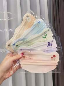 25pcs New Butterfly Cartoon Print Face Masks, Multiple Fresh Patterns, Highly Attractive Ins Style, Comfortable And Breathable, Fits Face Shape And Contours, Suitable For Adult Daily Commute And Travel, Lightweight, Individually Packaged For Cleanliness And Hygiene, Fashionable Accessory, Balancing Aesthetics And Practicality - Multicolor - View 2