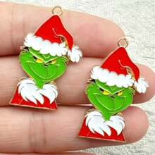 The Grinch 15pcs Christmas Green Monster Pendant Charms DIY Earrings Keychain Bag Pendant Accessories - Ornament - View 8