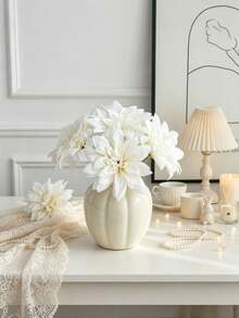 12PCS Artificial Dahlia Flower Heads With Stems,Fake Flowers For Home Room Spring Wedding Decor, Outdoor Garden Restaurant Centerpieces, Parties, Gifts, Bridal Wrist Corsage Bouquets, Valentine's Day Mother's Day Decor, DIY, Front Door Yard Decor - Milky White - View 6