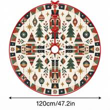 1pc Flat Nutcracker Geometric Pattern Christmas Tree Skirt, Elegant Color Holiday Decoration, 5 Sizes, Unisex Holiday Gift, Suitable For Home And Party Christmas Decor - Flat Geometric Nutcracker - View 11