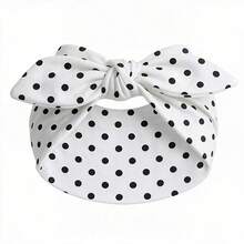 1-Piece New Polka-Dot Wide Headband – Retro Elastic Bow Headwrap / Rabbit Ear Hairband - Multicolor - View 5