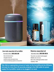 300ml Mini Colorful Car Aromatherapy Humidifier Set, USB Powered Dual Mode, 7-Color LED Light, Quiet Mist, Comes With 5 Essential Oils, Suitable For Car, Bedroom, Living Room, Office Desk, Requires Plug-In, Air Freshening And Hydrating Gift - A - View 26
