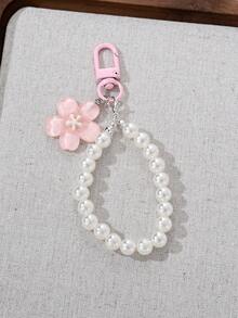 1pc/3pcs Sweet Cute Flower Pendant Faux Pearl Keychain Phone Strap Bag Earphone Case Charm Anti-Lost Hanging Decoration Suitable As Gift For Friends - Keychain - View 4