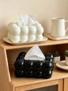 1pc Cloud-Shaped Plastic Tissue Box, Square Desktop Tissue Storage Box, Marshmallow-Shaped Tissue Box And Decorative Plastic Desktop Storage Box, Suitable For Living Room, Kitchen, Bathroom, Bedroom And Dining Table Decoration - Multicolor - View 12