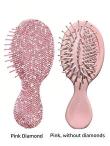 Portable Luxury Diamond-Embedded Mini Cushion Comb, Portable Scalp Massage Comb, Anti-Static Smoothing Styling Comb, Suitable For Home Use-Hair Styling Tools, Mini Hairbrush, School Essentials, Portable Travel Comb - Multicolor - View 10