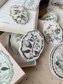 30pcs Small Fresh Floral Irregular Border Stickers Box, Artistic Versatile Scene Making DIY Journal Background Decor Stickers, Scrapbooking Supplies, School & Office Stationery - Rectangle - View 5