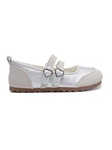 ZKBBO Women's Heart Buckle Double Strap Mary Jane Flats, Spliced Round Toe Casual Flat Shoes - Silver - View 6