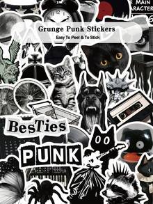 50pcs Grunge Punk Stickers Laptop Bags, Skateboards, Guitars, Scrapbooks, Classroom Decorations, Or As Gifts For Good Friends. - Multicolor - View 9