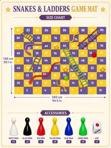 Colorful Cartoon Polyester Snakes And Ladders Floor Game Mat, Suitable For Hawaii Vacation, Family Gathering, Spring And Autumn Picnic Party, Adult Game, Group Game, Boys Game, Girls Game, Dice Game - Multicolor - View 11