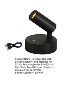 Rechargeable Magnetic Wall Lamp USB Rechargeable Wireless LED Wall Light Cordless Touch Dimming Spotlight Magnetic Design Bedroom Bedside Reading - Multicolor - View 14