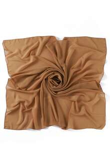 1 buah Syal Persegi Ukuran Besar Hijab Muslimah Warna Polos Bahan Chiffon - MultiWarna - View 12