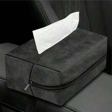 1PC Suede Plush Hanging Car Tissue Box, Delicate Plush Surface Luxury Style, Hanging Design Saves Car Space, Convenient Tissue Dispensing, Beautifies Car Interior - Faux Leather Plush Tissue Box - View 5