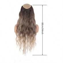 1pc Women's V-Shaped Long Curly Water Wave Voluminous Ombre Dyed Synthetic Hair Extension Piece - Black - View 4